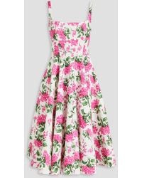 Emilia Wickstead - Mona midikleid aus faille mit floralem print - Lyst