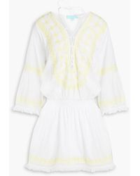 Melissa Odabash - Martina Embroidered Cotton And Linen-blend Mini Dress - Lyst