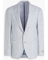 Canali - Checked Wool, Linen And Cotton-blend Blazer - Lyst