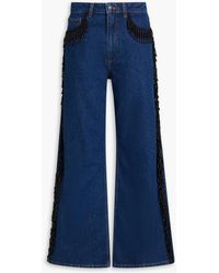 FARM Rio - Bead-embellished High-rise Wide-leg Jeans - Lyst