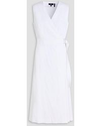 Theory - Linen-Blend Midi Wrap Dress - Lyst