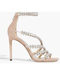 Jimmy Choo - Josefine 100 Crystal-embellished Suede And Pvc Sandals - Lyst