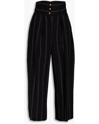 Etro - Cropped Striped Wool-blend Flannel Wide-leg Pants - Lyst