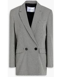 Galvan London - Double-Breasted Houndstooth Cotton And Silk-Blend Tweed Blazer - Lyst
