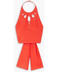Three Graces London - Savannah neckholder-oberteil aus leinen mit cut-outs zum binden - Lyst