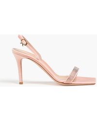 Gianvito Rossi - Britney 85 Crystal-embellished Velvet Slingback Sandals - Lyst