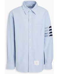 Thom Browne - Striped Silk And Cotton-blend Oxford Shirt - Lyst