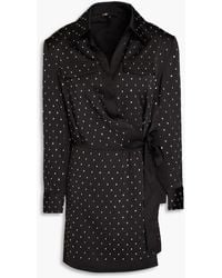Maje - Crystal-embellished Satin Mini Wrap Dress - Lyst