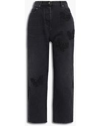 Valentino Garavani - Cropped Embellished High-rise Straight-leg Jeans - Lyst