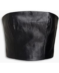 ROTATE BIRGER CHRISTENSEN - Strapless Cropped Faux Leather Top - Lyst