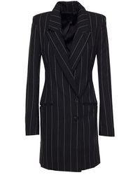 The Range Double-breasted Pinstriped Crepe Mini Tuxedo Dress - Black
