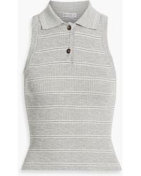 Brunello Cucinelli - Metallic Striped Ribbed-Knit Top - Lyst