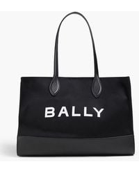 Bally - Bar Printed Leather And Canvas Tote - Lyst