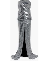 Rhea Costa - Strapless Draped Sequined Jersey Gown - Lyst