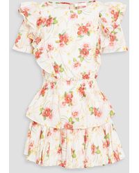 LoveShackFancy - Natasha Ruffled Floral-print Cotton-voile Mini Dress - Lyst