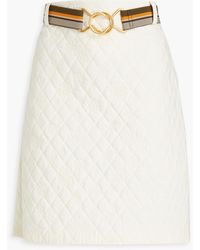 Tory Burch - Belted Quilted Cotton Mini Skirt - Lyst