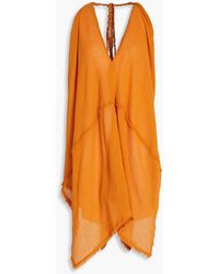 Caravana - Alchick Convertible Leather-trimmed Cotton-gauze Halterneck Dress - Lyst