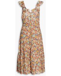 Veronica Beard - Malgosia Floral-print Cotton Midi Dress - Lyst