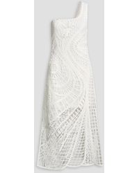 Maje - One-Shoulder Crocheted Cotton Midi Dress - Lyst