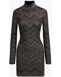Missoni - Sequin-embellished Crochet-knit Turtleneck Mini Dress - Lyst