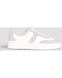 Stuart Weitzman - Skater Glittered Leather And Suede Sneakers - Lyst
