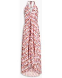 Isabel Marant - Neckholder-midikleid aus crêpe de chine aus seide mit print und bindedetail hinten - Lyst