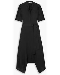 Stella McCartney - Belted Asymmetric Silk Crepe De Chine Midi Dress - Lyst