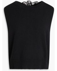 Cecilie Bahnsen - Olivier Ruffled Organza-Trimmed Cashmere And Wool-Blend Top - Lyst