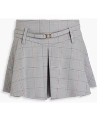 Maje - Belted Checked Wool-blend Twill Shorts - Lyst