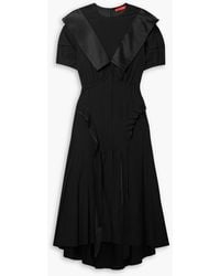Commission - Assembly Asymmetric Ruffled Gathered Stretch-silk Midi Dress - Lyst