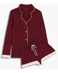 Cosabella Two-tone Pima Cotton And Modal-blend Jersey Pyjama Set - Red