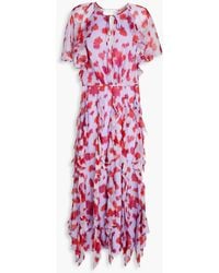 Carolina Herrera - Ruffled Printed Crepon Maxi Dress - Lyst