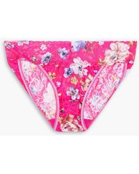 Hanky Panky - Signature Floral-print Stretch-lace Low-rise Briefs - Lyst