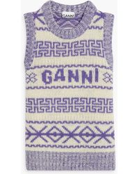 Ganni - Jacquard-knit Wool Vest - Lyst