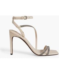 Brunello Cucinelli - Bead-embellished Leather Sandals - Lyst