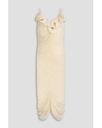 Magda Butrym - Floral-Appliquéd Ruched Stretch-Jersey Midi Dress - Lyst