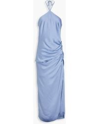 Jonathan Simkhai - Ruched Satin-Crepe Halterneck Midi Dress - Lyst