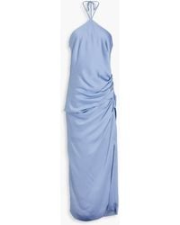 Jonathan Simkhai - Neckholder-midikleid aus glänzendem crêpe mit raffungen - Lyst