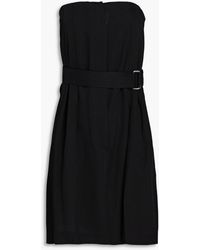 Victoria Beckham - Strapless Belted Canvas Mini Dress - Lyst