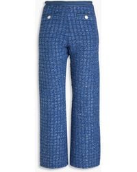 Sandro - Sequin-embellished Bouclé-tweed Bootcut Pants - Lyst