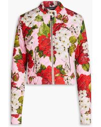 Dolce & Gabbana - Cropped Quilted Floral-print Shell Jacket - Lyst