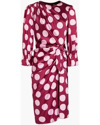 Dolce & Gabbana - Draped Polka-dot Silk-blend Satin Dress - Lyst