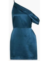 Michelle Mason - One-shoulder Draped Silk-satin Mini Dress - Lyst