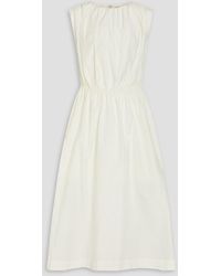 Loulou de Saison - Gathered Cotton And Silk-Blend Midi Dress - Lyst