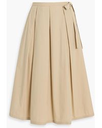 Weekend by Maxmara - Folk Pleated Cotton-Poplin Midi Skirt - Lyst