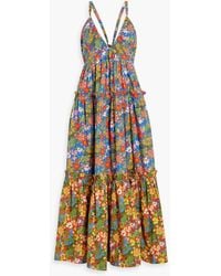 Cara Cara - Shayna Tiered Floral-print Cotton-poplin Midi Dress - Lyst