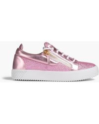 Giuseppe Zanotti July Glittered Canvas Sneakers - Pink