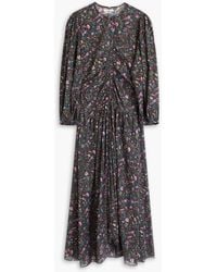 Isabel Marant - Mariana Ruched Floral-print Cotton-voile Midi Dress - Lyst