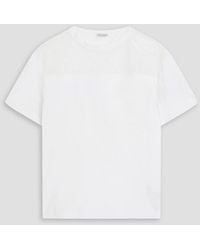 Brunello Cucinelli - T-shirt aus baumwoll-jersey mit einsätzen aus seiden-georgette und pailletten - Lyst