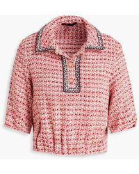 Maje - Cropped Metallic Cotton-blend Tweed Polo Shirt - Lyst